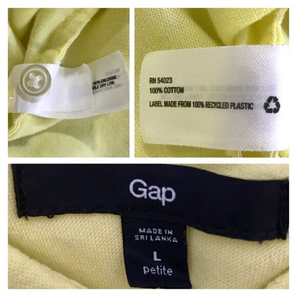 Gap cotton yellow button down shirt, Size LP - Picture 5 of 6